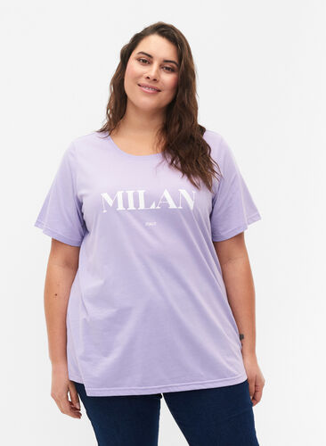 Zizzi FLASH - T-Shirt mit Motiv, Lavender, Model image number 0