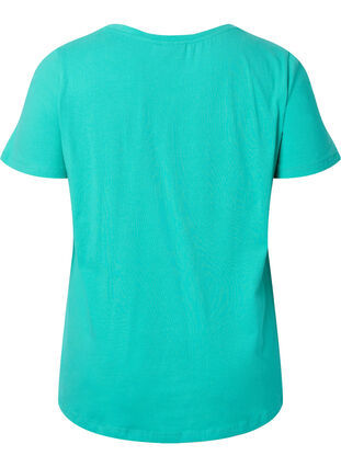 ZizziUnifarbenes Basic-T-Shirt aus Baumwolle, Aqua Green, Packshot image number 1