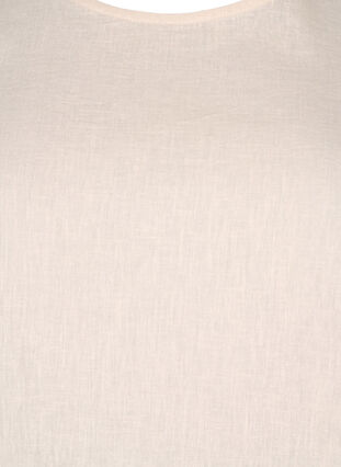 Zizzi Kurzärmlige Bluse aus Baumwoll-Mix mit Leinen und Spitzendetail, Sandshell, Packshot image number 2