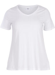 Einfarbiges basic T-Shirt aus Baumwolle, Bright White, Packshot