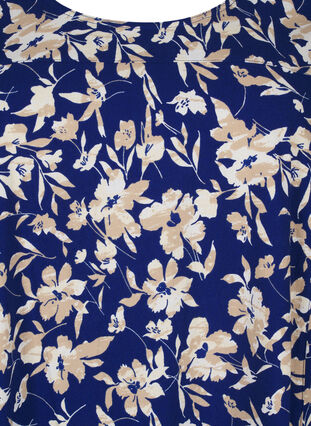 ZizziKurzärmliges Baumwollkleid mit Blumenaufdruck, Blue W. Beige Flower, Packshot image number 2