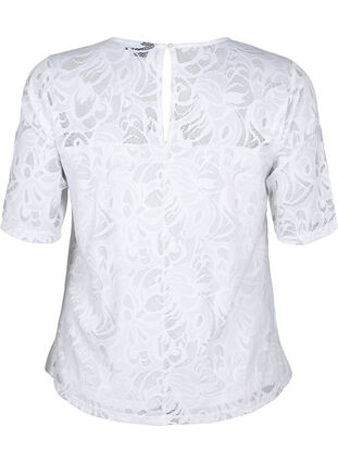 ZizziBluse mit Spitze und kurzen Ärmeln, Bright White, Packshot image number 1