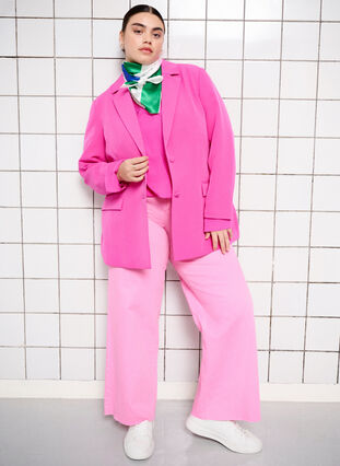 Zizzi Schlichter Blazer mit Knopf und Dekorationstaschen, Azalea Pink, Image image number 0