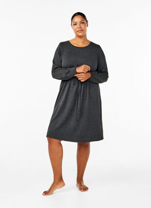 ZizziKnielanges Jerseykleid mit Bändern zum Binden, Dark Grey Melange, Model image number 2