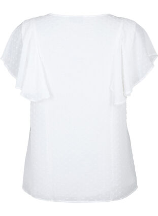 Bluse mit gepunkteter Struktur und kurzen Ärmeln, Bright White, Packshot image number 1