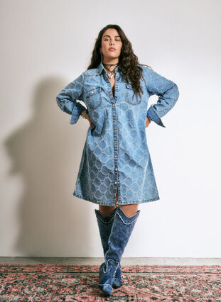 Zizzi Jeanskleid in Destroyed-Muster, Blue Denim, Image image number 1