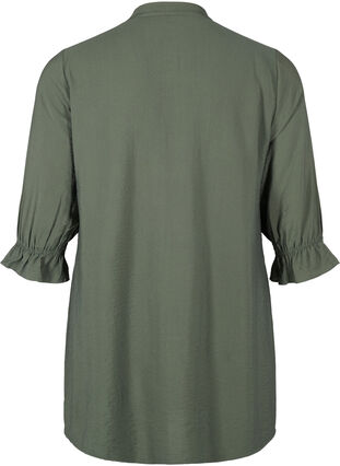 Zizzi Langes Viskose-Shirt mit Spitzendetail, Thyme, Packshot image number 1