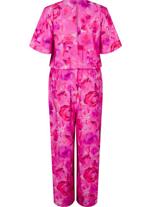 ZizziGeblümter Jumpsuit mit Fledermausärmeln, Pink Rose AOP, Packshot image number 1