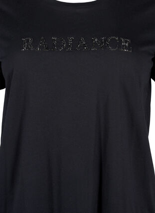 ZizziBaumwoll-T-Shirt mit Strass-Motiv, Black w. Radiance, Packshot image number 2