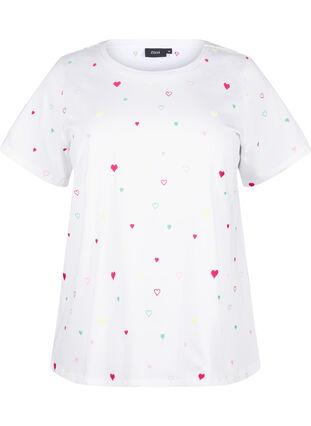 ZizziT-Shirt aus Bio-Baumwolle mit Herzen, White Heart Emb., Packshot image number 0