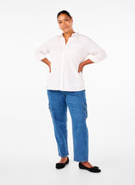 Cargo-Jeans mit hoher Taille, Blue Denim, Model