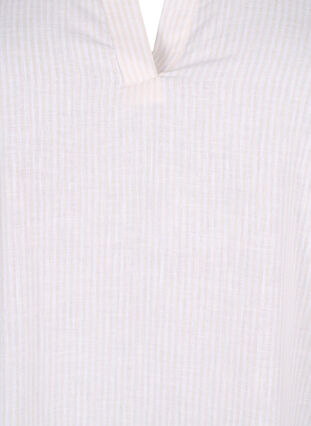 Zizzi Gestreiftes Kleid aus Baumwolle und Leinen, Sandshell Wh. Stripe, Packshot image number 2