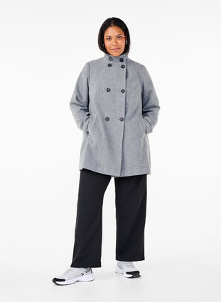 ZizziKurzer A-linienförmiger Trenchcoat, Light Grey Melange, Model image number 2