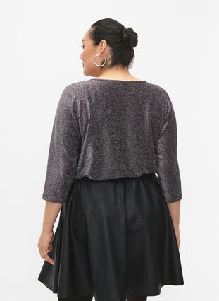 Zizzi Glitzerbluse mit 3/4 Ärmeln, Black Silver , Model image number 1