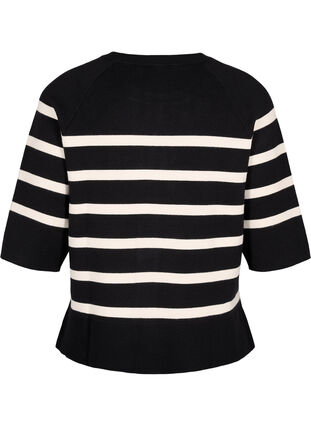 ZizziStrickbluse mit 3/4-Arm und Streifen, Black Birch Stripes, Packshot image number 1