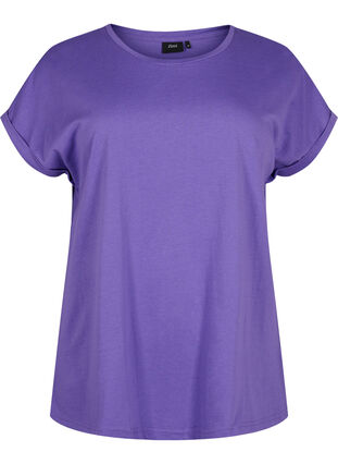 Zizzi Kurzärmeliges T-Shirt aus einer Baumwollmischung, ULTRA VIOLET, Packshot image number 0