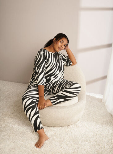 ZizziLeggings mit Zebra-Print, White Zebra, Image image number 0