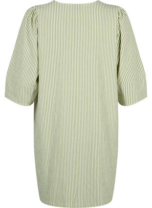 Gestreiftes Kleid mit 3/4-Ärmeln, Green Stripe, Packshot image number 1