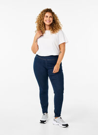 Dehnbare Jeggings mit hoher Taille, Dark Blue, Model