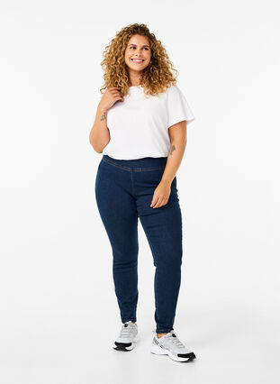 ZizziDehnbare Jeggings mit hoher Taille, Dark Blue, Model image number 0