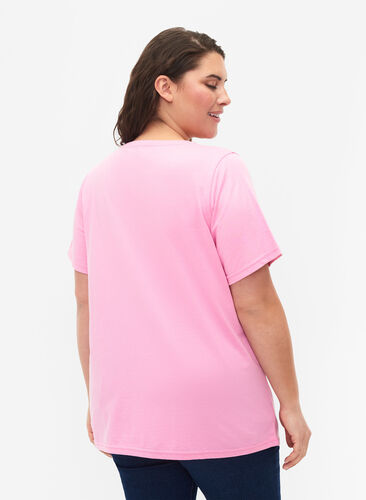 Zizzi FLASH - T-Shirt mit Motiv, Begonia Pink, Model image number 1