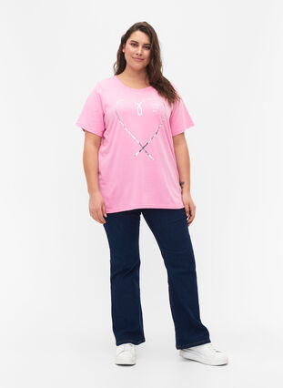 Zizzi FLASH - T-Shirt mit Motiv, Begonia Pink, Model image number 2