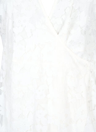 Zizzi Wickelkleid mit Spitze und kurzen Ärmeln, Bright White, Packshot image number 2