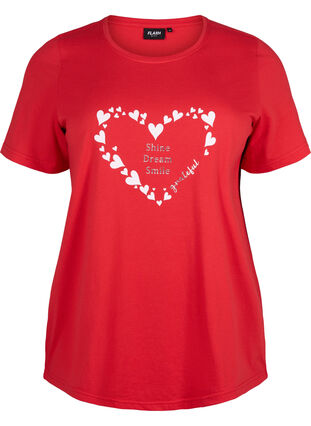 Zizzi FLASH - T-Shirt mit Motiv, High Risk Red Heart, Packshot image number 0
