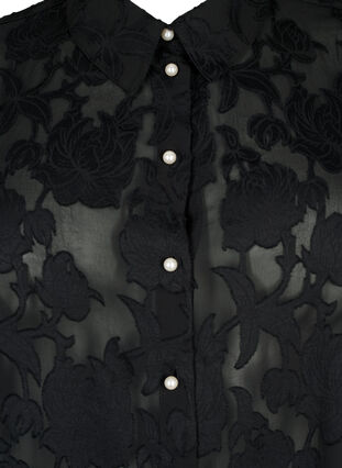 ZizziJacquard-Bluse mit Perlenknöpfen, Black, Packshot image number 2