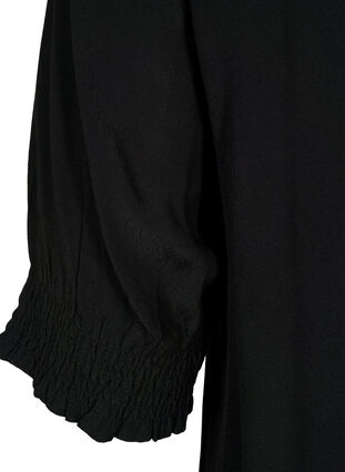 Zizzi Bluse aus Viskose mit Knöpfen, Black, Packshot image number 3
