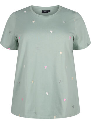 Zizzi T-Shirt aus Bio-Baumwolle mit Herzen, Chinois G. Love Emb., Packshot image number 0