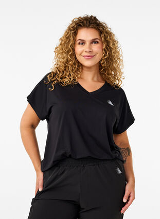 ZizziT-Shirt für das Training, mit V-Ausschnitt, Black, Model image number 0