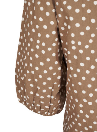 ZizziGepunktete Baumwollbluse mit 3/4-Arm, Coca Mocha Dot , Packshot image number 3