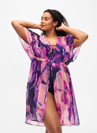 ZizziStrand-Kimono mit Druck, Purple Swirl, Model image number 0