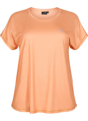 Zizzi Kurzarm Trainingsshirt, Apricot Nectar, Packshot image number 0
