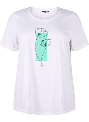 ZizziFLASH - T-Shirt mit Motiv, Bright White Flower, Packshot image number 0