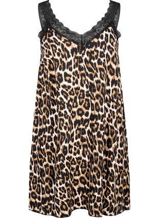 ZizziTrägerkleid aus Viskose mit Spitze, Leopard, Packshot image number 0