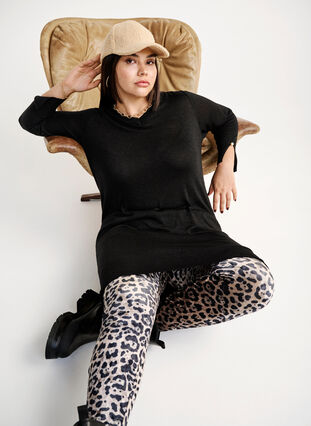 ZizziVelours-Leggings mit Leopardenmuster, Leopard, Image image number 0