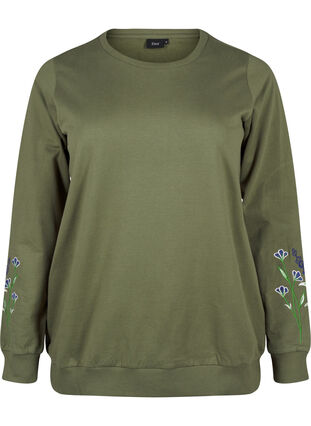 ZizziSweatshirt mit Blumenstickereien, D. L. Green W. emb., Packshot image number 0