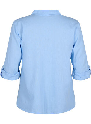 Zizzi Hemdbluse mit Knopfverschluss aus Baumwoll-/Leinengewebe, Serenity, Packshot image number 1