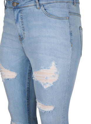 Zizzi Slim-Fit-Jeans mit Abriebdetails, Light Blue, Packshot image number 2