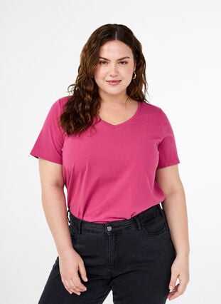 ZizziUnifarbenes Basic-T-Shirt aus Baumwolle, Malaga, Model image number 0