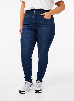 ZizziSuper schlanke Bea Jeans mit extra hoher Taille, Dark Blue, Model image number 2