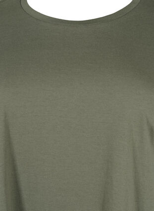 Zizzi Kurzärmeliges T-Shirt aus einer Baumwollmischung, Dusty Olive, Packshot image number 2