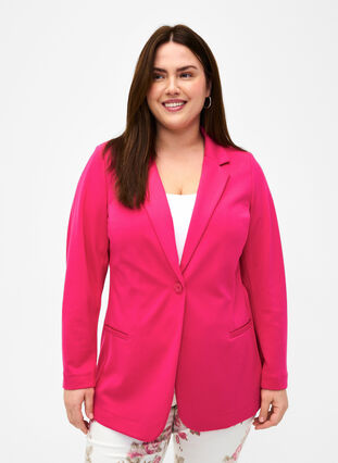 ZizziSchlichter Blazer mit Knopfverschluss, Raspberry Sorbet, Model image number 0