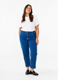 Geschnittene Vera Jeans mit geradem Schnitt, Blue Denim, Model