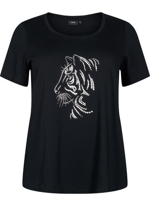 ZizziBaumwoll-T-Shirt mit Motiv, Black w. Lion, Packshot image number 0