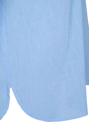 Zizzi Hemdbluse mit Knopfverschluss aus Baumwoll-/Leinengewebe, Serenity, Packshot image number 3