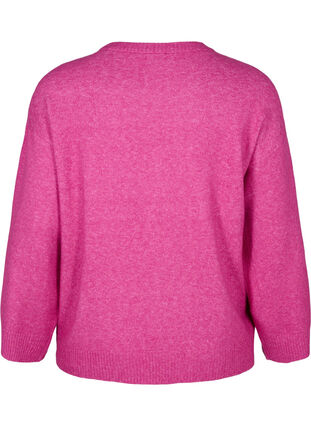 ZizziStrickbluse mit Rundhalsausschnitt und Mittelnaht, Fuchsia Red Mel., Packshot image number 1