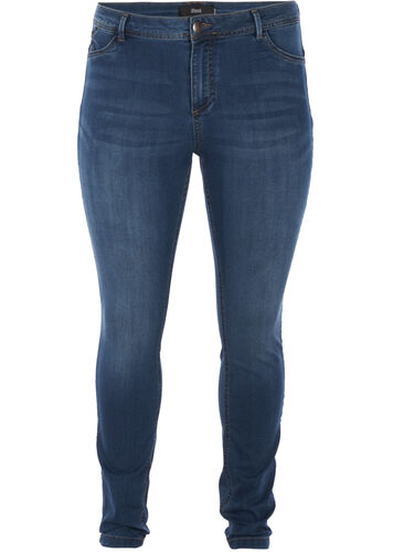 ZizziSuper Slim Amy Jeans mit hoher Taille, Blue d. washed, Packshot image number 0